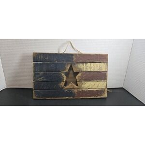 Wood Plaque 12 X 7" With Star Cut Out Rope  For Hanging